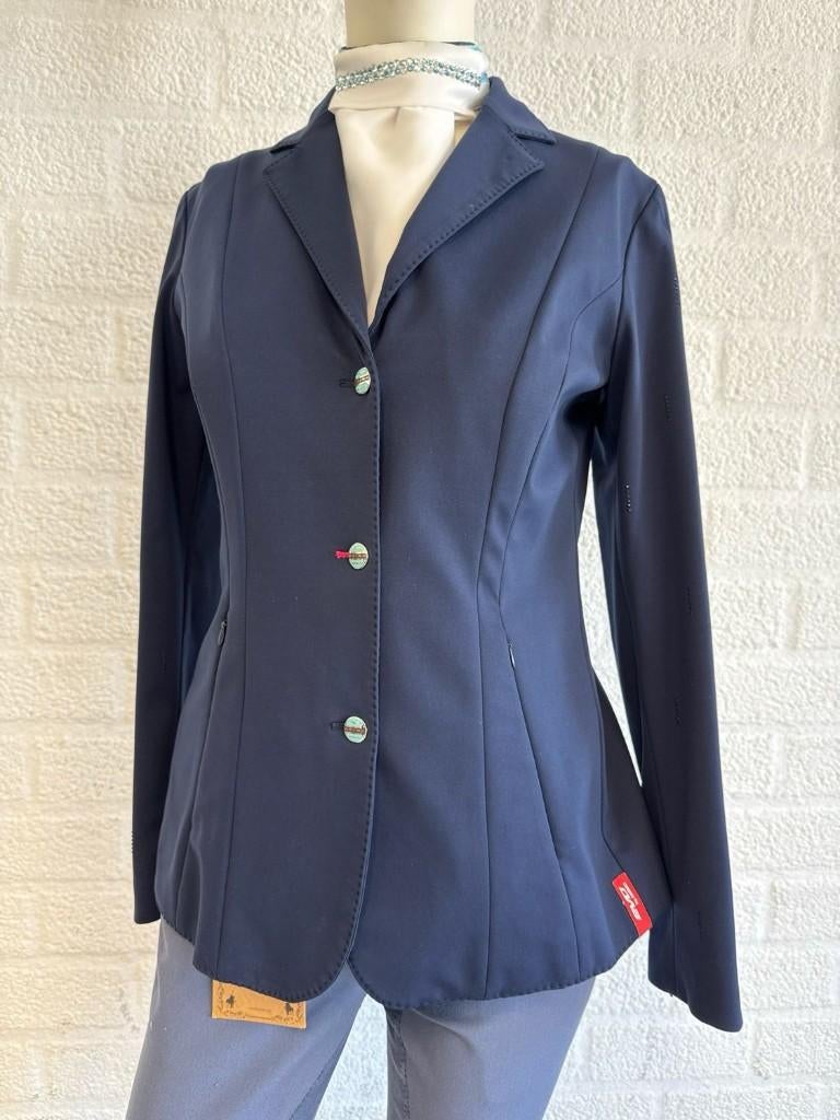 Animo jasje blauw inclusief geblingt plastron 36, Dieren en Toebehoren, Paardrijkleding, Gebruikt, Dressuur, Ophalen of Verzenden