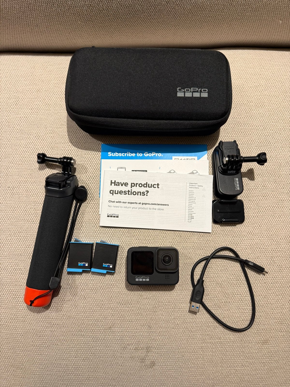 GoPro HERO9 Black + 2 accu's + accessoires + opberghoes
