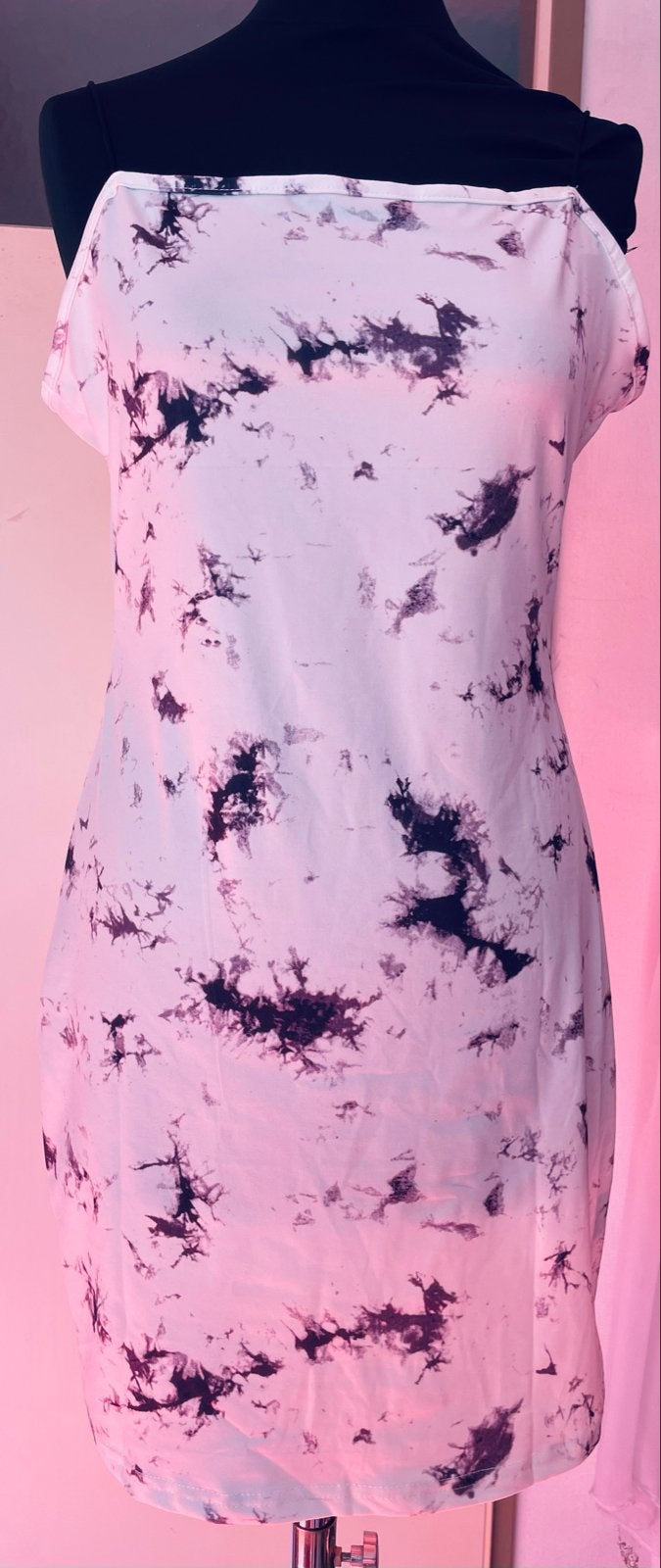 Stijlvolle Tie-Dye Mini Jurk - Zwart/Wit, Beige, Nieuw, Ophalen of Verzenden, Maat 36 (S)