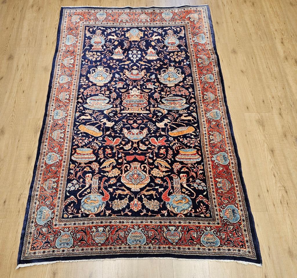 Vintage handgeknoopt perzisch tapijt vazen kashmar 210x133
