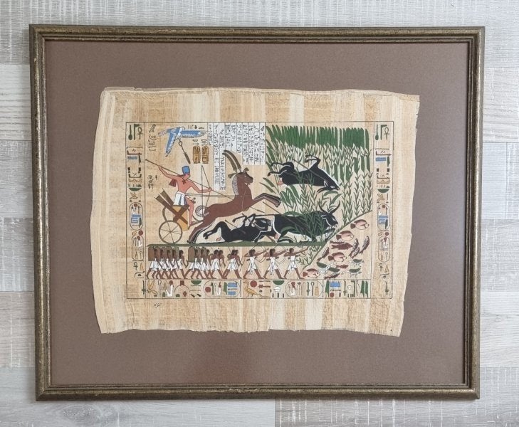 Egyptisch papyrus-schilderij - handgeschilderd, Antiek en Kunst, Ophalen, Schilderij, Handgemaakt