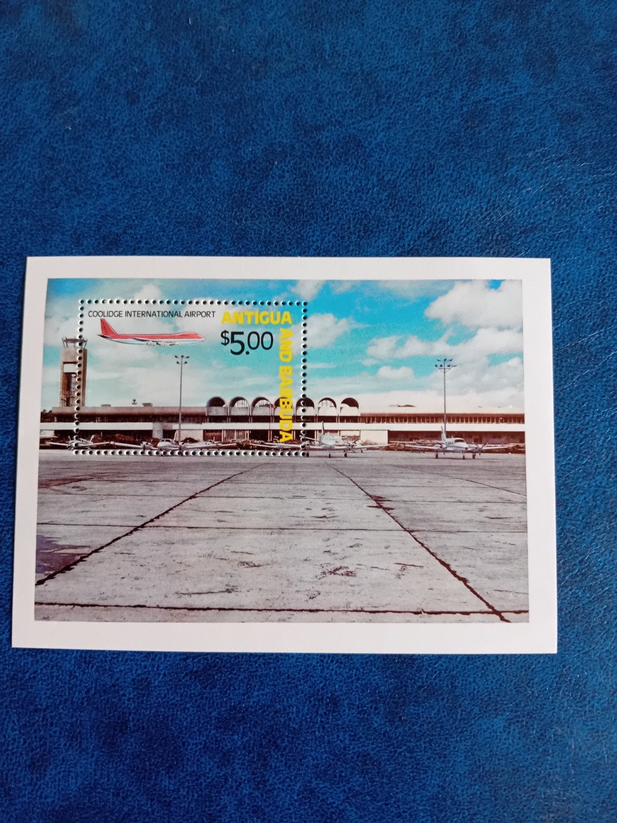 Antigua postzegel Coolidge International Airport $5,00, Ophalen of Verzenden, Postfris