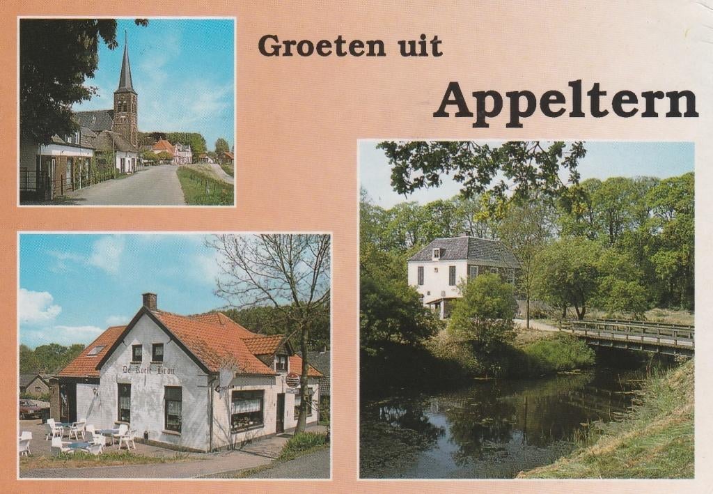 APPELTERN Dorpsgezicht Kerk Café Brug Groeten, Verzamelen, Ansichtkaarten | Nederland, Verzenden, 1960 tot 1980, Gelopen, Gelderland