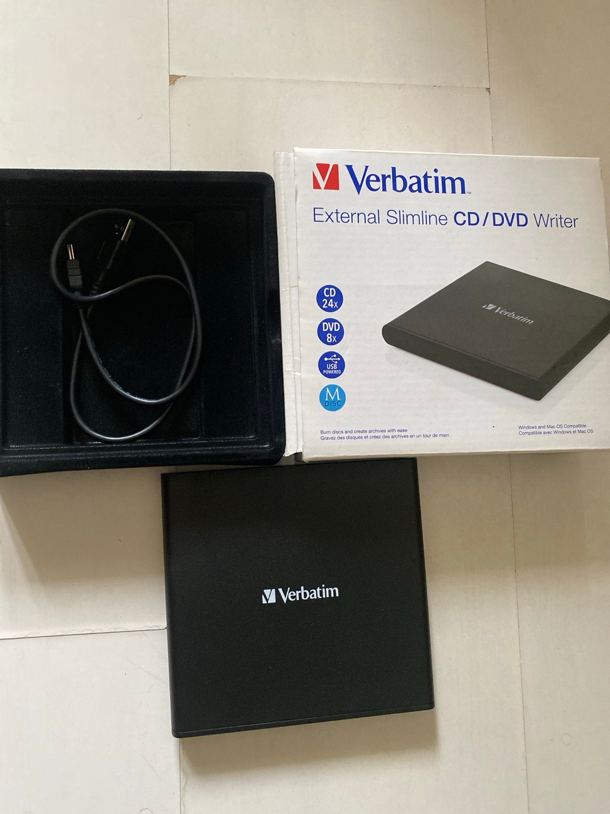 Verbatim Externe Slimline CD/DVD-brander, Ophalen, Zo goed als nieuw, Extern, Cd