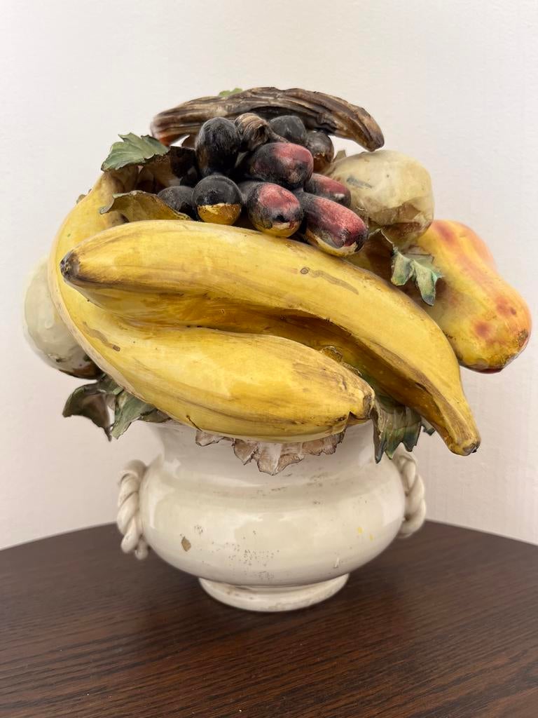 Vintage keramieken fruitschaal in vaas - handbeschilderd, Ophalen