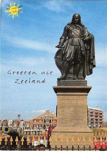 Ansichtkaart	Vlissingen	De Ruyter standbeeld, Verzenden, 1980 tot heden, Gelopen, Zeeland