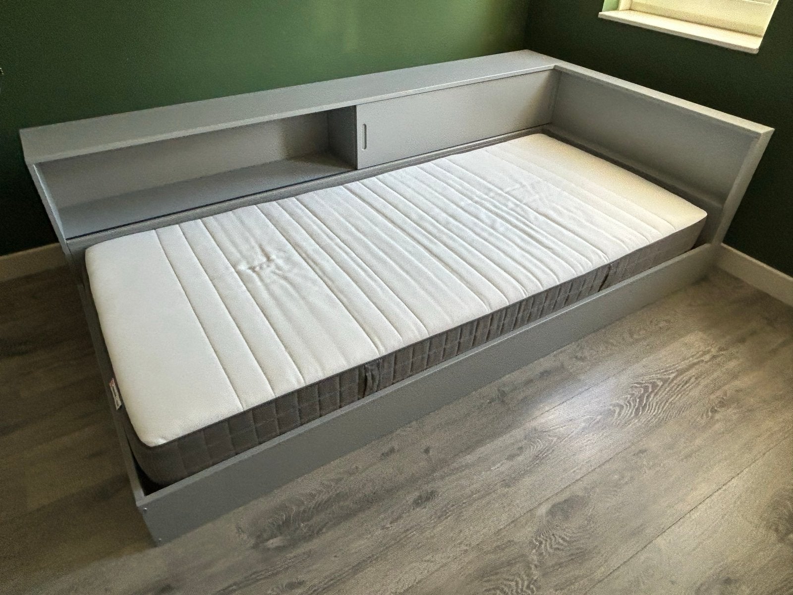 Woood Connect bed grijs 90*200 incl. matras en lattenbodem, Ophalen, Gebruikt, 90 cm, Eenpersoons