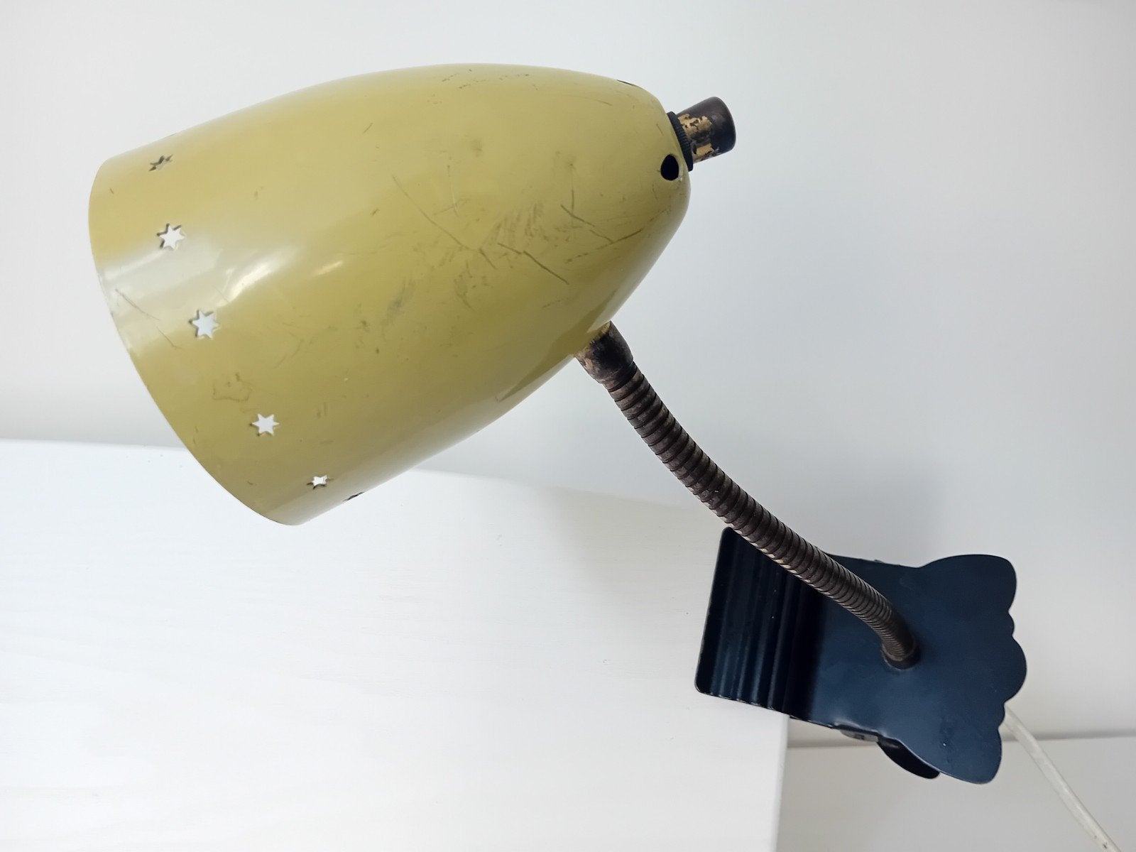 Vintage Klemspotje Jaren '50 - Geel met Sterren, Ophalen of Verzenden