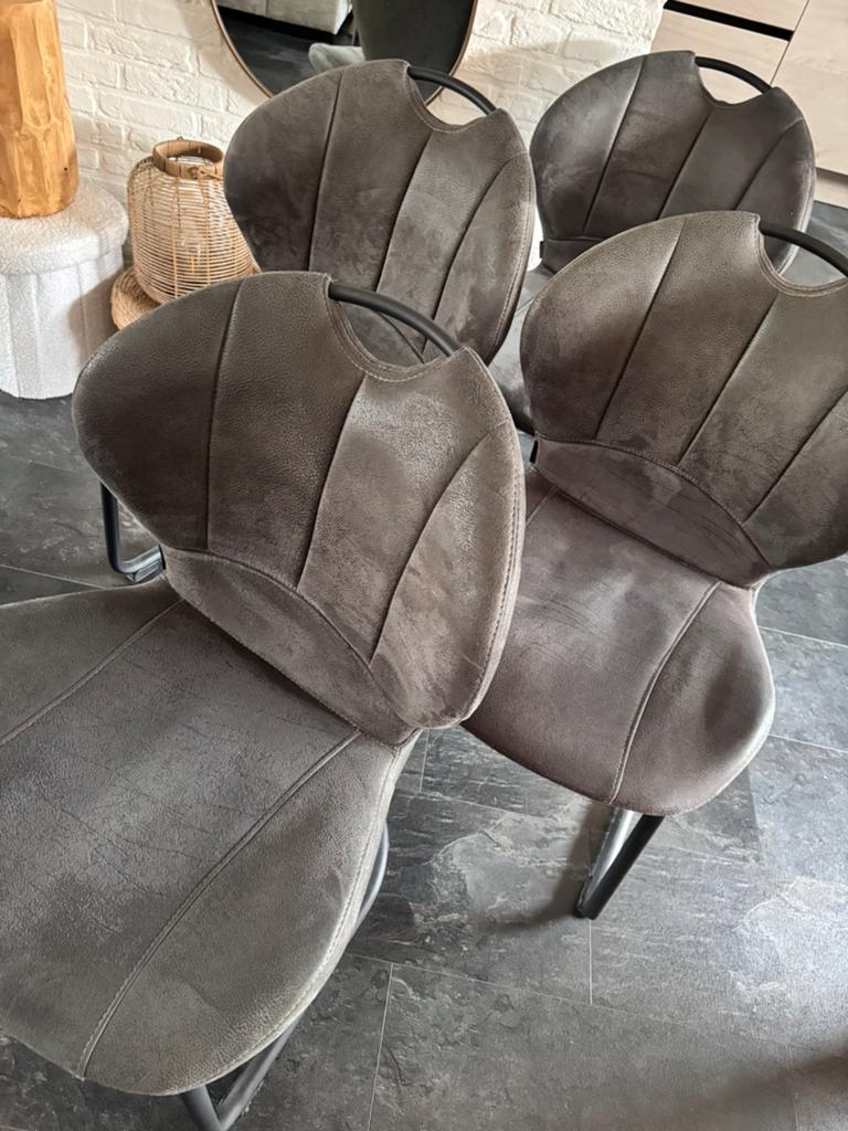 4 grijze stoelen, Ophalen of Verzenden, Gebruikt, Grijs, Vier