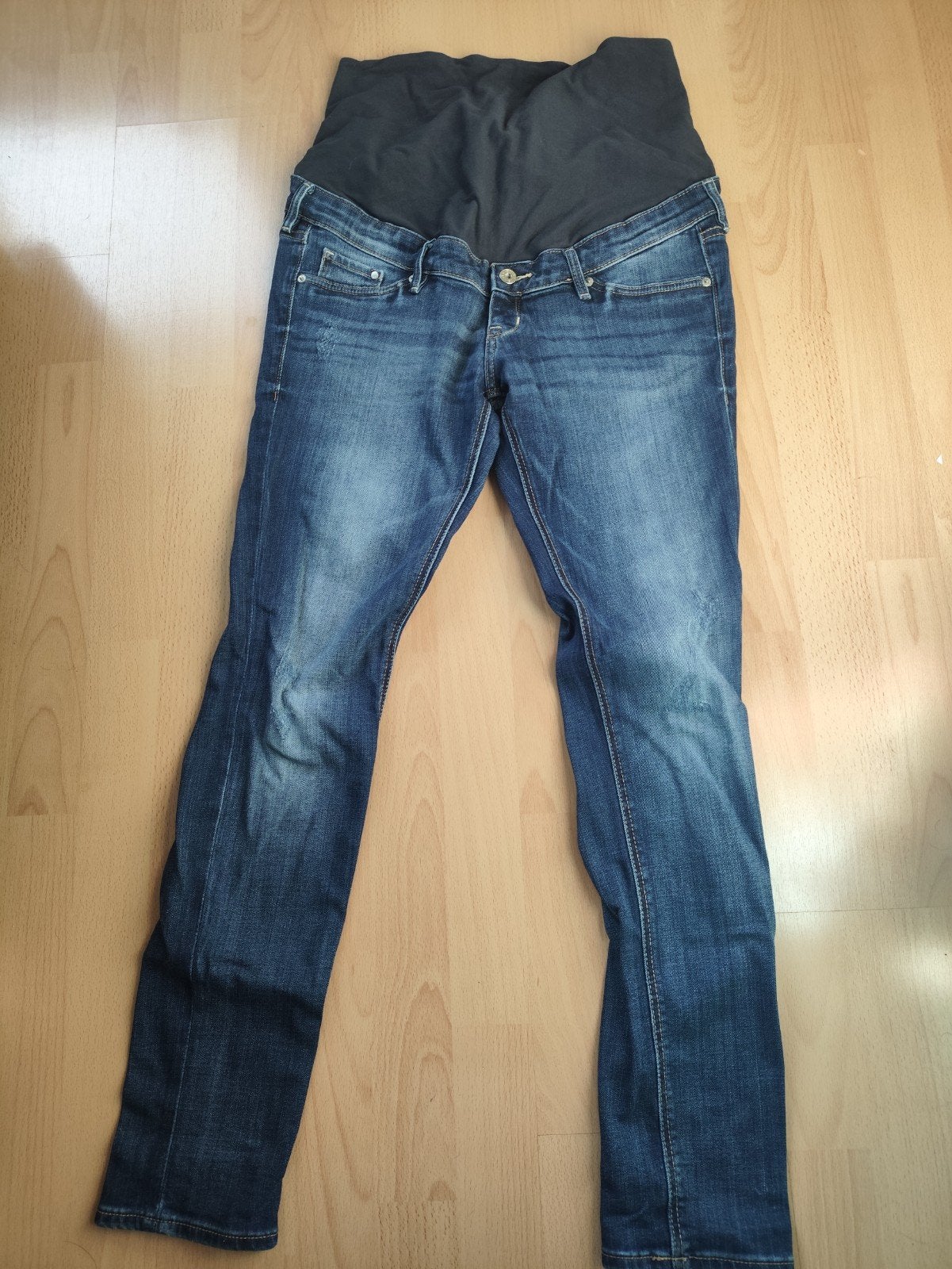 H&M Mama Skinny High Rib Zwangerschapsjeans, Maat 38/40 (M), H&M, Blauw, Ophalen of Verzenden