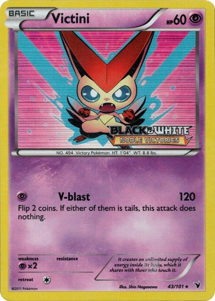 pokemon noble victories promo prerelease holo victini, Ophalen of Verzenden, Zo goed als nieuw, Losse kaart, Foil