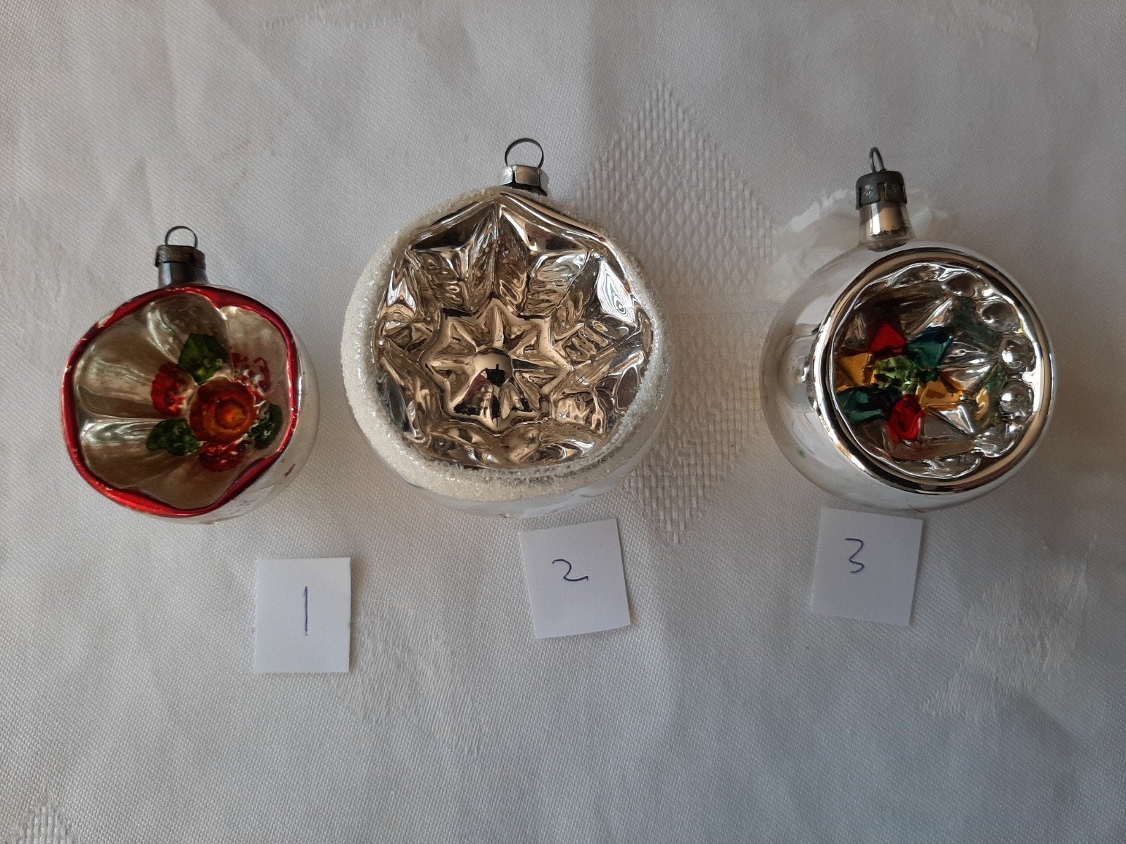 Vintage retro Antieke Kerstballen, Kerstornamenten glas oud., Ophalen of Verzenden, Gebruikt