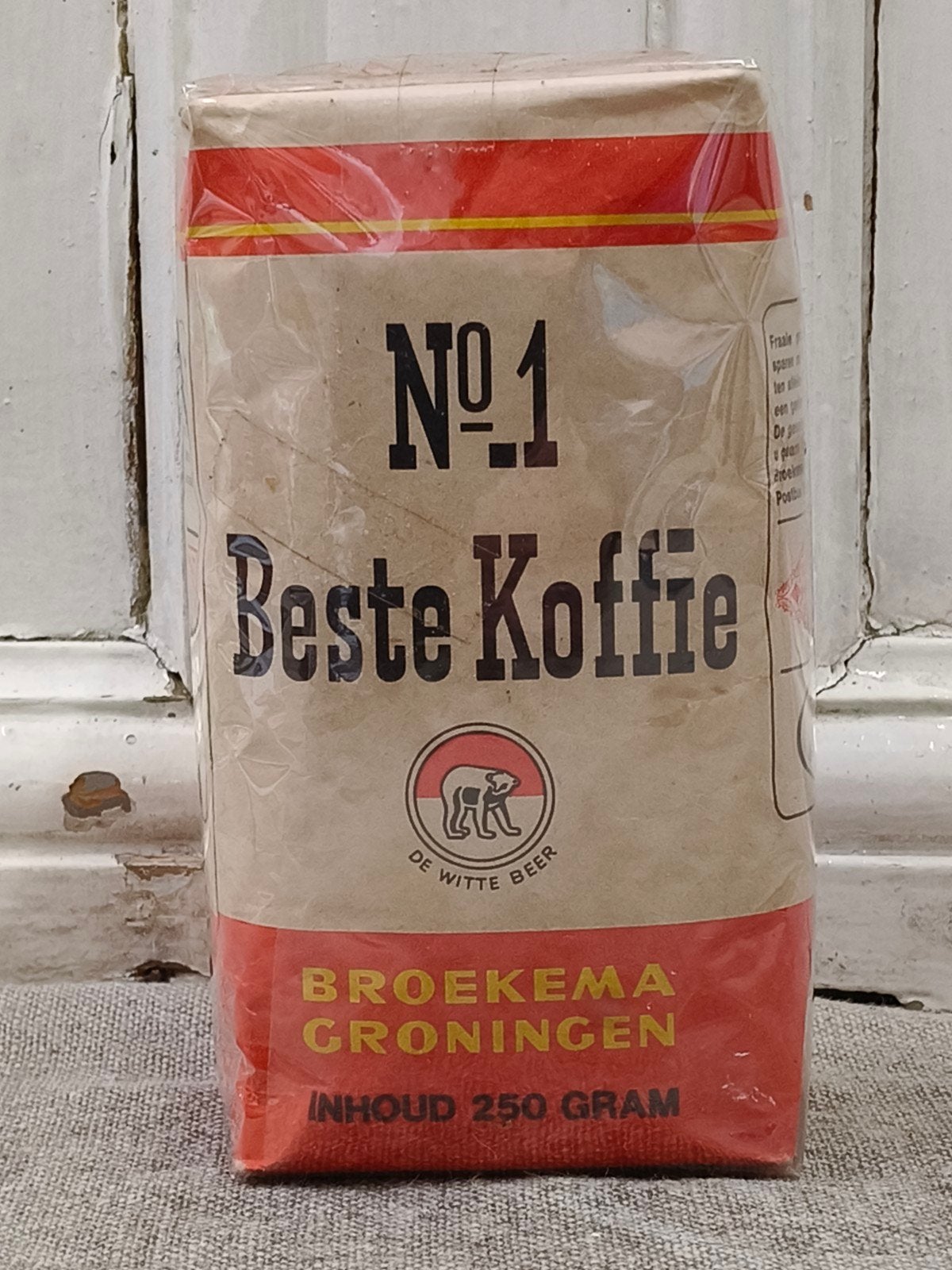 Oude pak koffie Broekema witte beer Groningen, Ophalen of Verzenden, Gebruikt