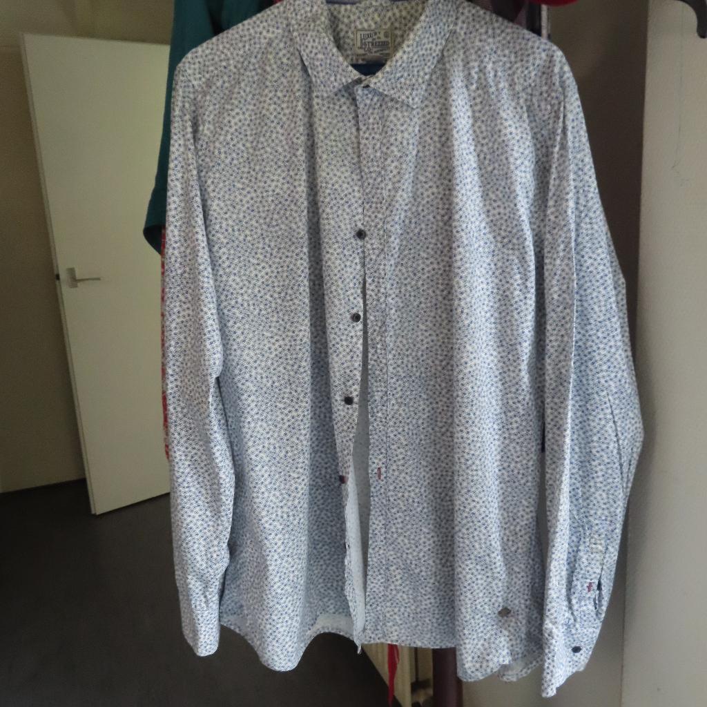 Dstrezzed Luxury Vintage overhemd  blauw wit 2 XL zgan A'dam, Kleding | Heren, Overhemden, Overige kleuren, Verzenden, Zo goed als nieuw