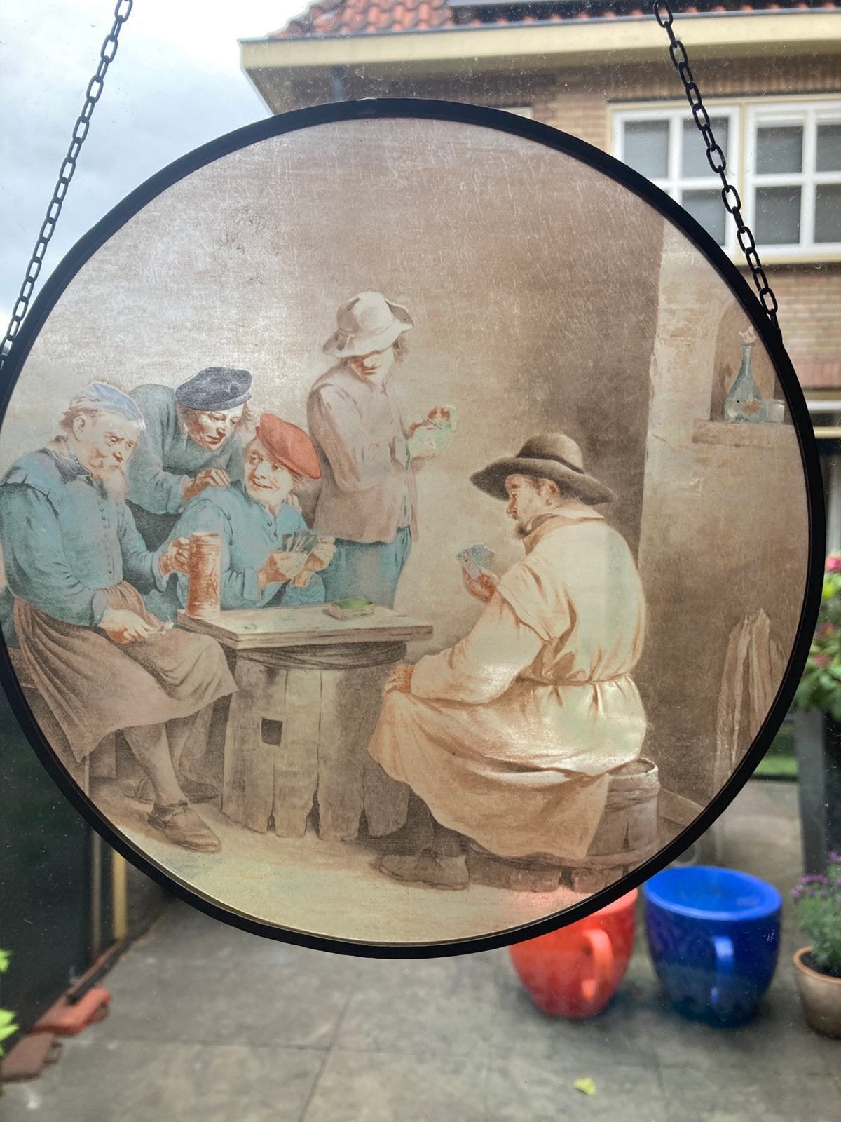 De Kaartspelers Glas lood Raamhanger David Teniers de Jonge, Ophalen