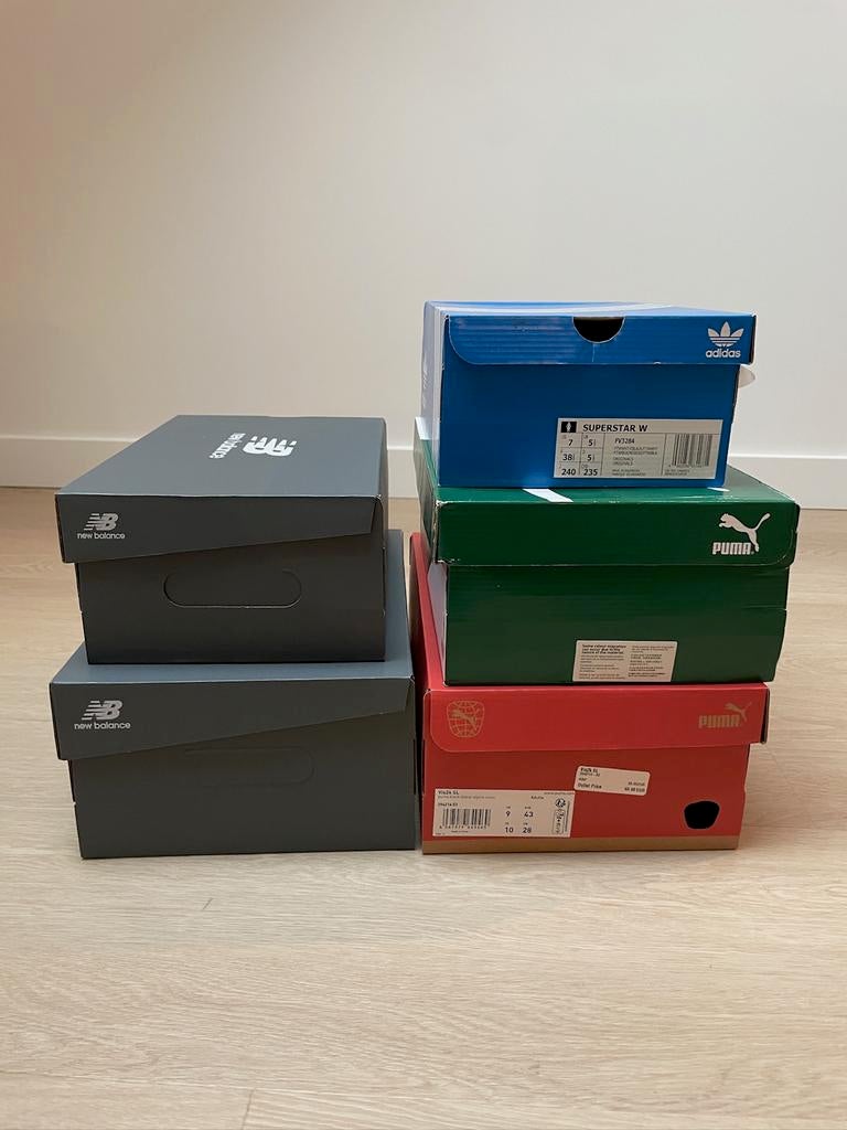 Lege schoenendozen: New Balance, Puma, Adidas (partij), Kleding | Heren, Schoenen, Zo goed als nieuw, Overige typen, Overige kleuren