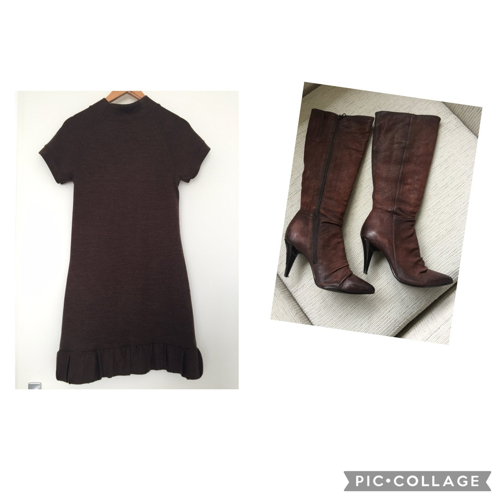 Herfstjurk Zara en Sacha laarzen, maat M/38, Kleding | Dames, Maat 38/40 (M), Bruin, Ophalen of Verzenden, Zo goed als nieuw