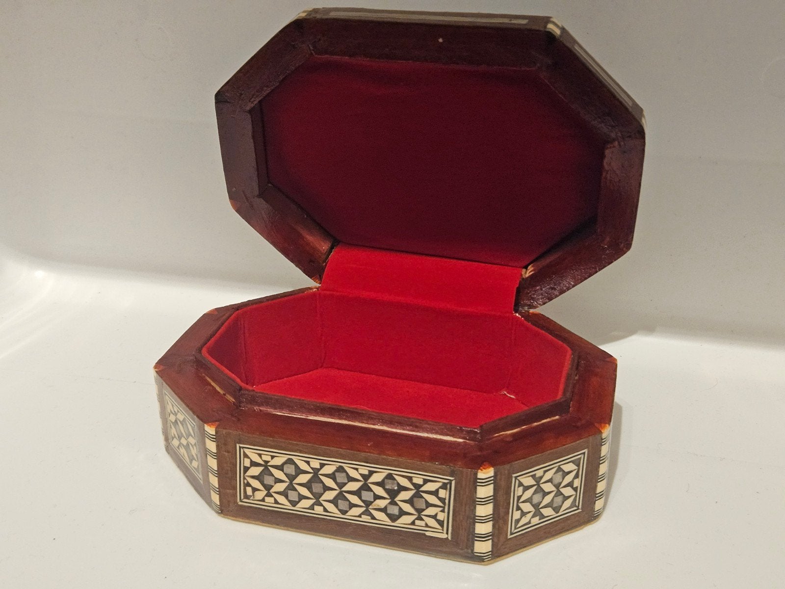 Vintage sieraden box doosje parelmoer been mozaïek, Handgemaakt, Verzenden, Doos, Overige materialen
