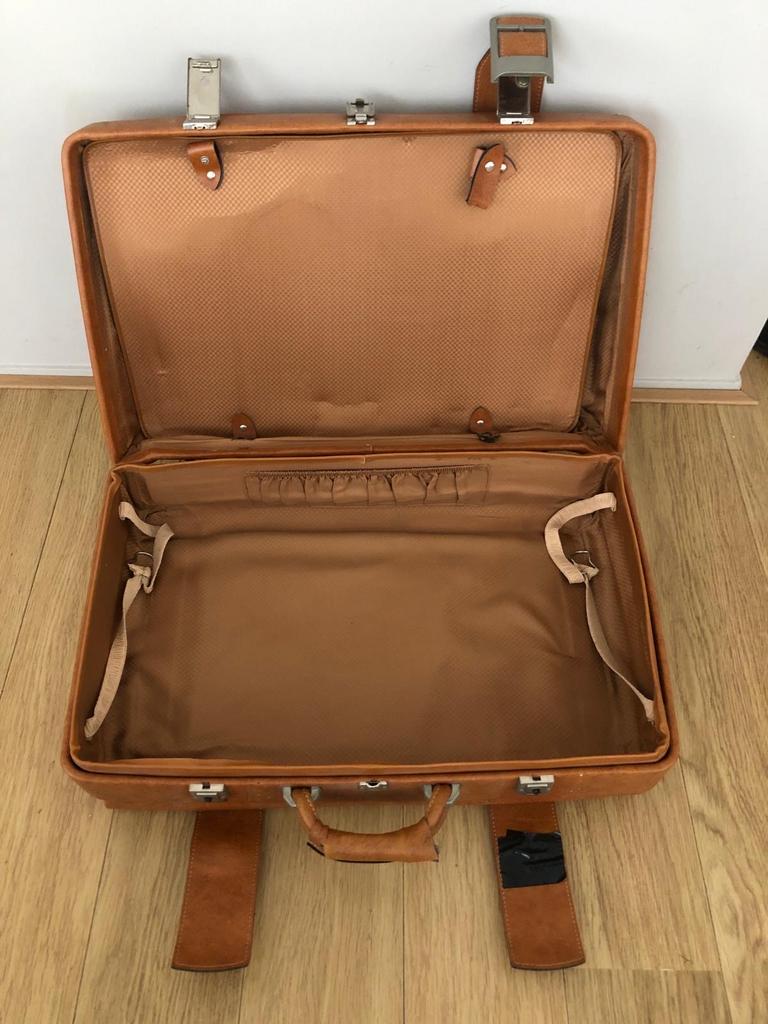 Vintage Leren Koffer - Klassiek en Stijlvol, Gebruikt, Slot, Leer, 35 tot 45 cm