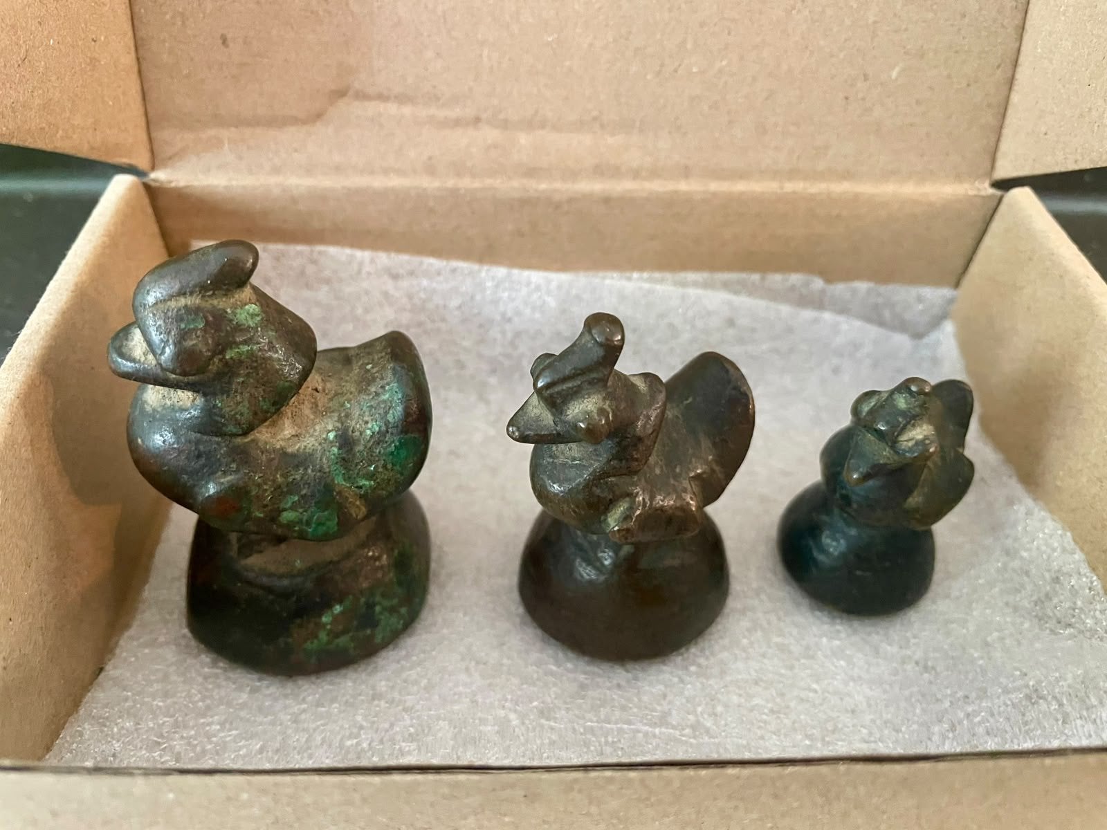 SET VAN 3 BIRMA BRONZEN OPIUMGEWICHTEN UIT DE 19E EEUW, Ophalen of Verzenden