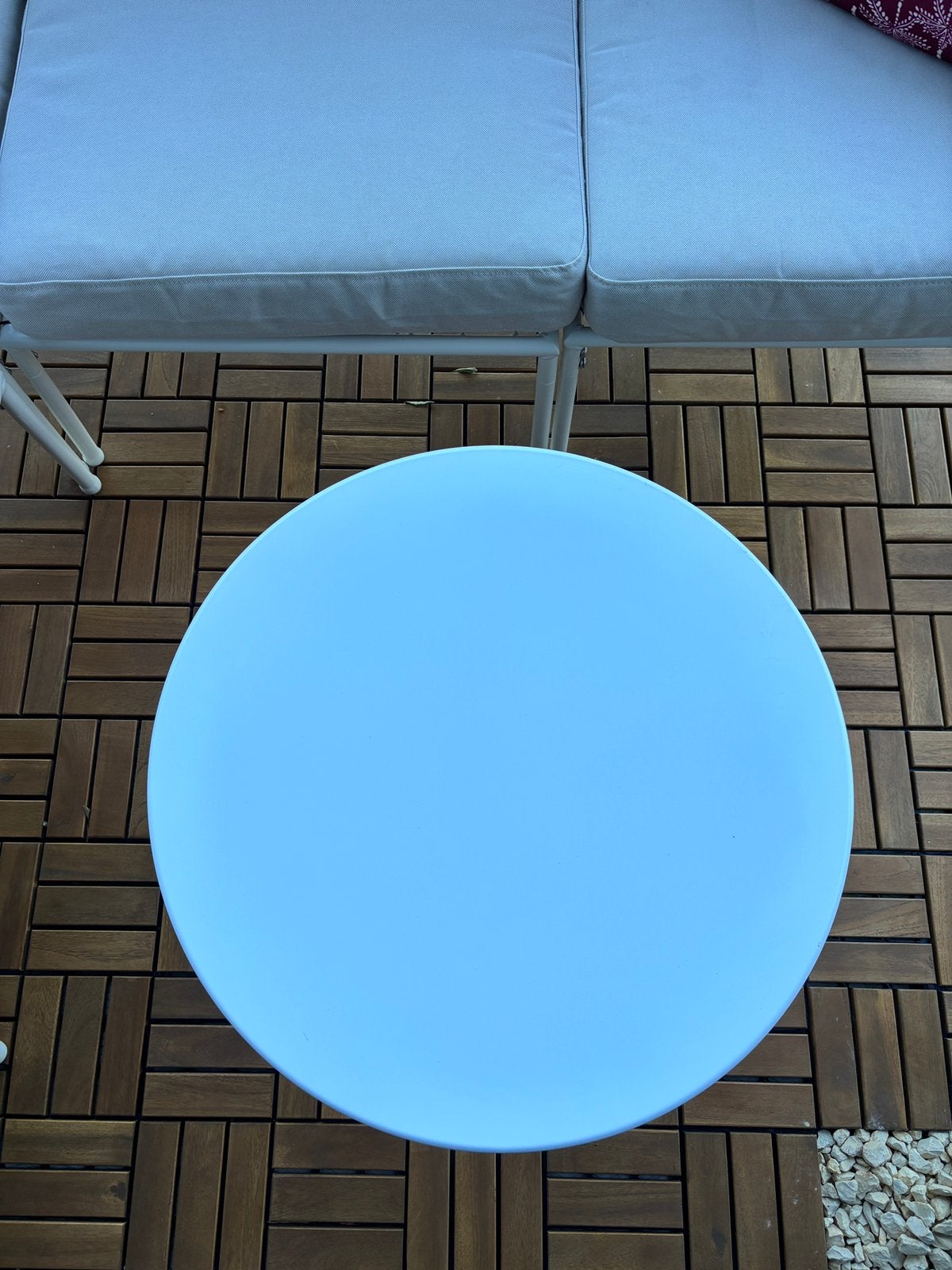 Witte bijzettafel/tuintafeltje voor buiten, Ophalen, Zo goed als nieuw, Rond, Aluminium
