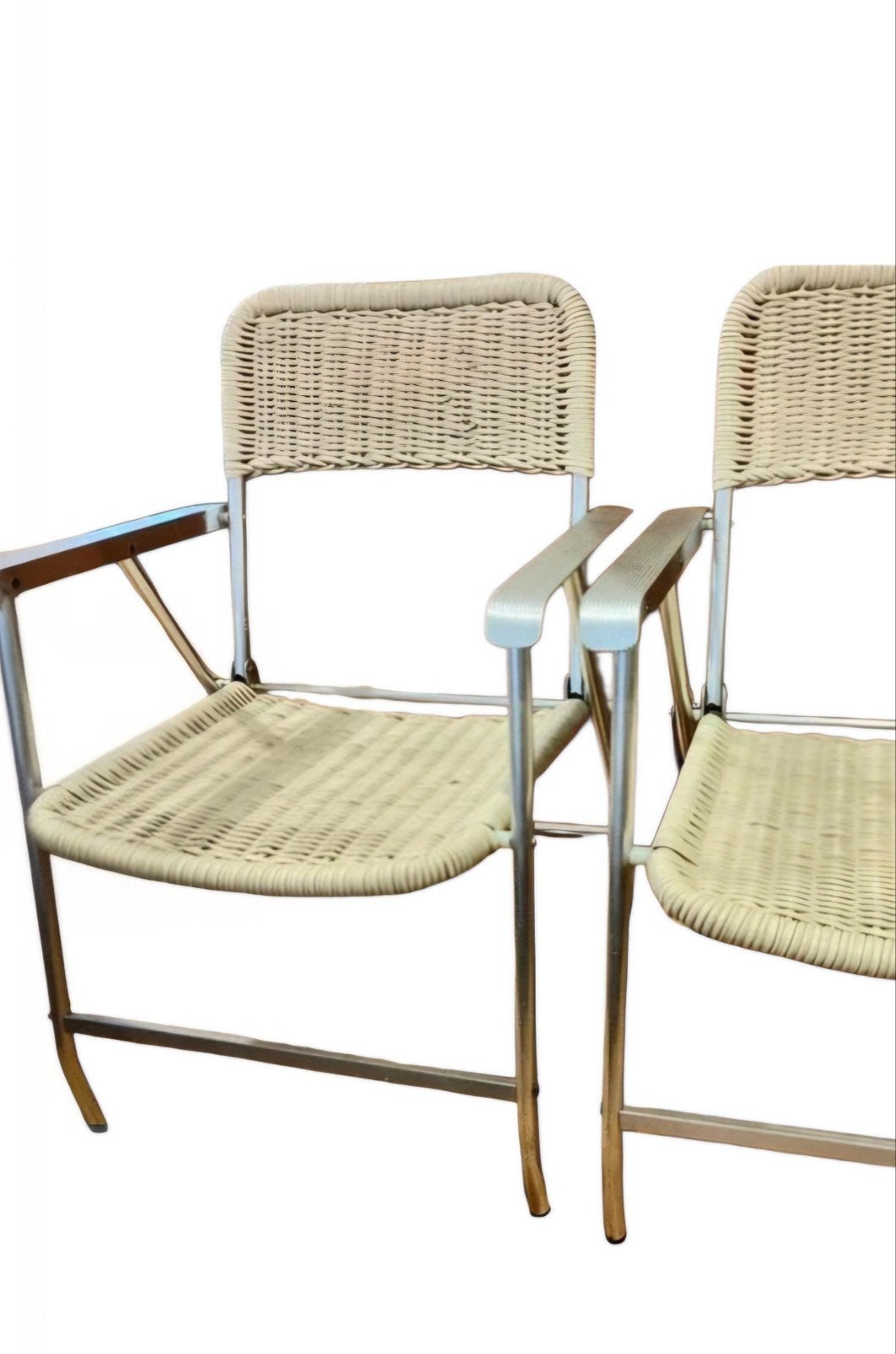 Vintage Tossa rieten klapstoelen Hilbrand campingstoelen, Ophalen, Rotan, Inklapbaar