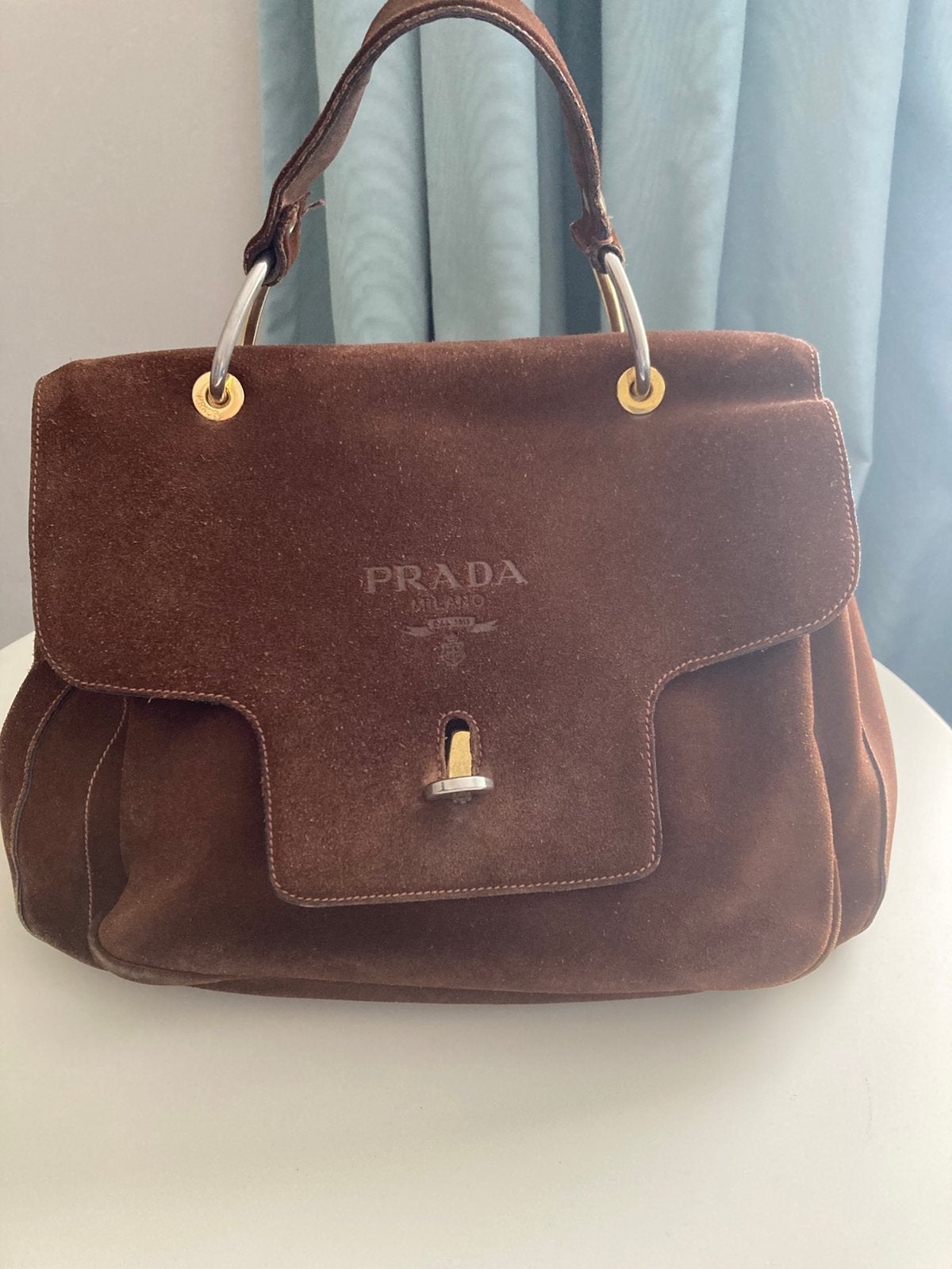 Prachtige originele Prada handtas, cognackleur, Sieraden, Tassen en Uiterlijk, Tassen | Damestassen, Ophalen, Zo goed als nieuw