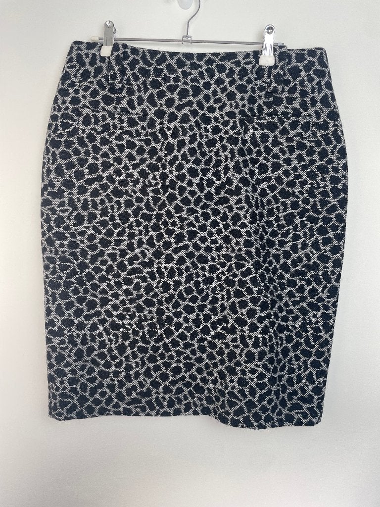 MOQ zwart grijze kokerrok luipaardprint wolmix maat 40, Maat 38/40 (M), MOQ shop, Info@moqshop.nl, Zwart