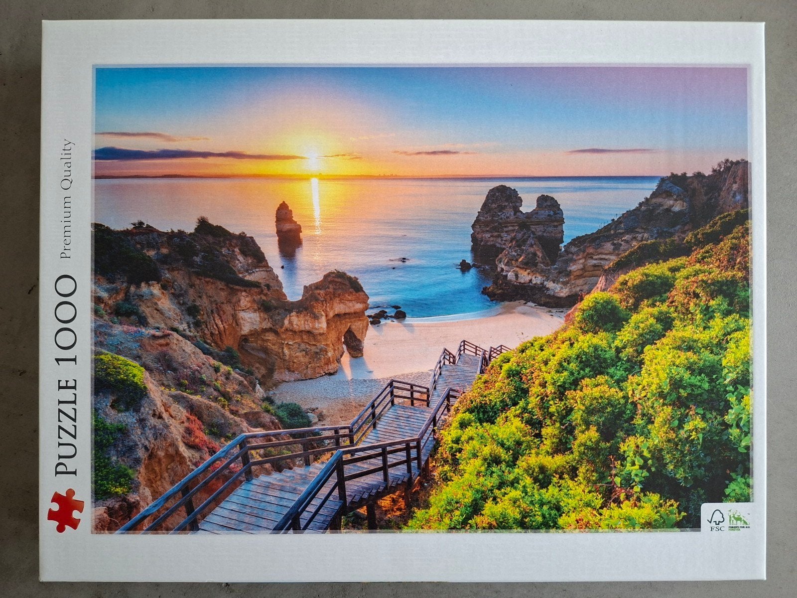 Legpuzzel,  Strand zonsondergang, 1000st., Ophalen of Verzenden, 500 t/m 1500 stukjes, Zo goed als nieuw, Legpuzzel