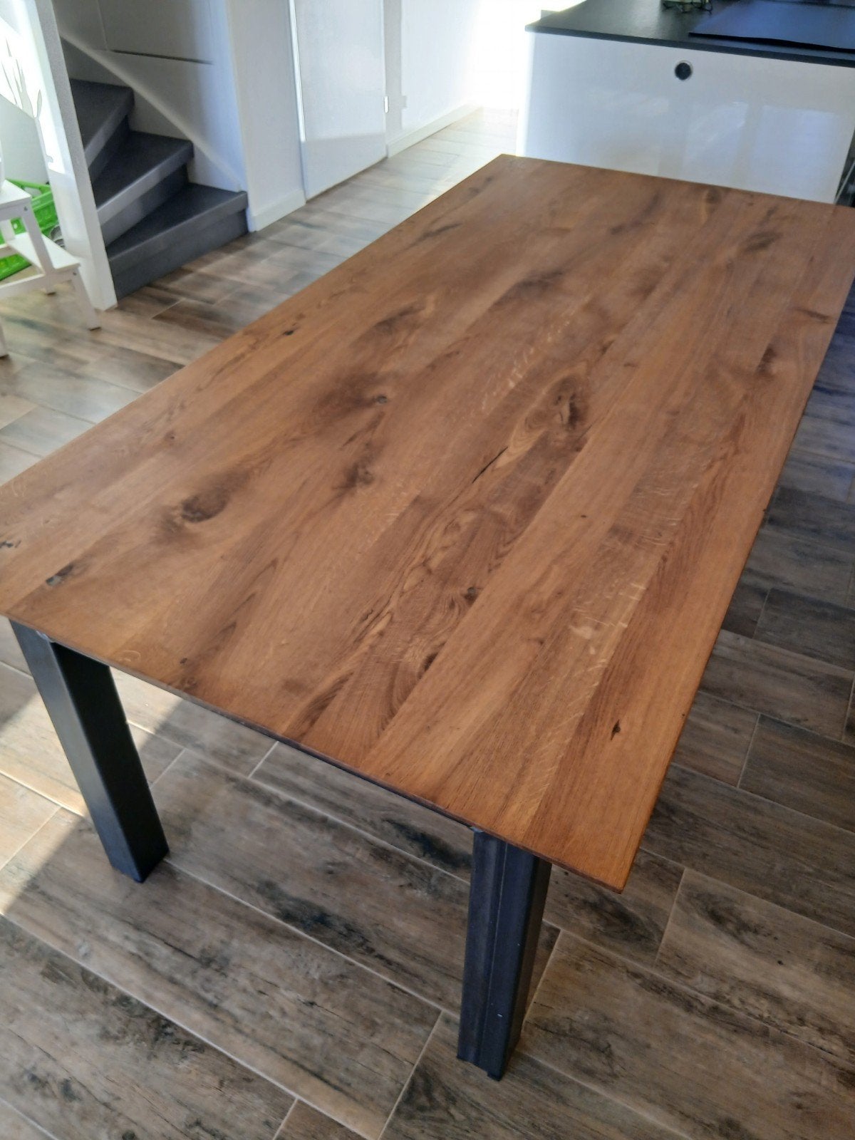 Eettafel eiken 200x100, Ophalen, Eikenhout, 200 cm of meer, 50 tot 100 cm