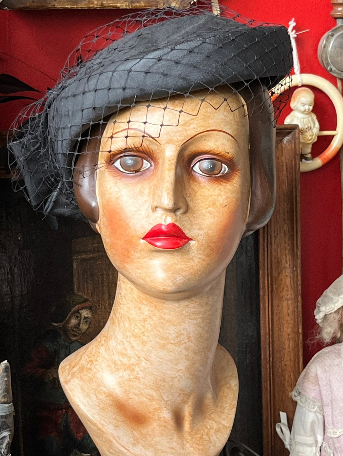 Leuk Zwart Antiek Hoedje, Ophalen of Verzenden, Dames