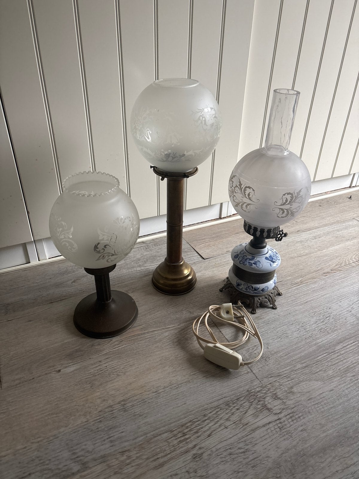 Set van 3 vintage olielampen / tafellampen, Antiek en Kunst, Ophalen of Verzenden