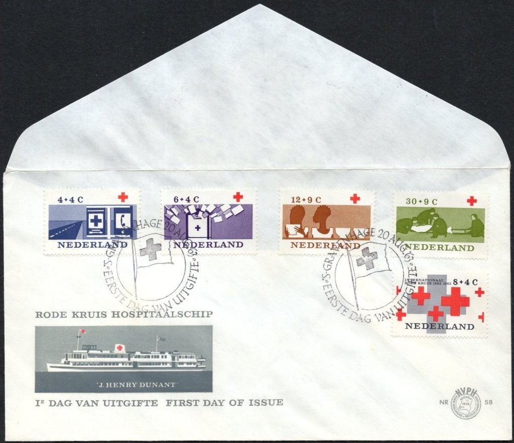 E58 - Rode Kruis 1963 - Hospitaalschip J. Henry Dunant, Verzenden, Onbeschreven, Nederland