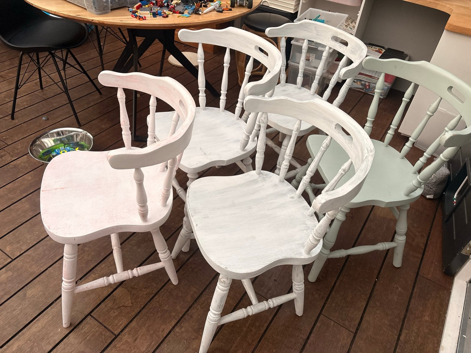 5 Oude café stoelen voor de opknap, Ophalen, Gebruikt, Bruin, Cafe stoelen