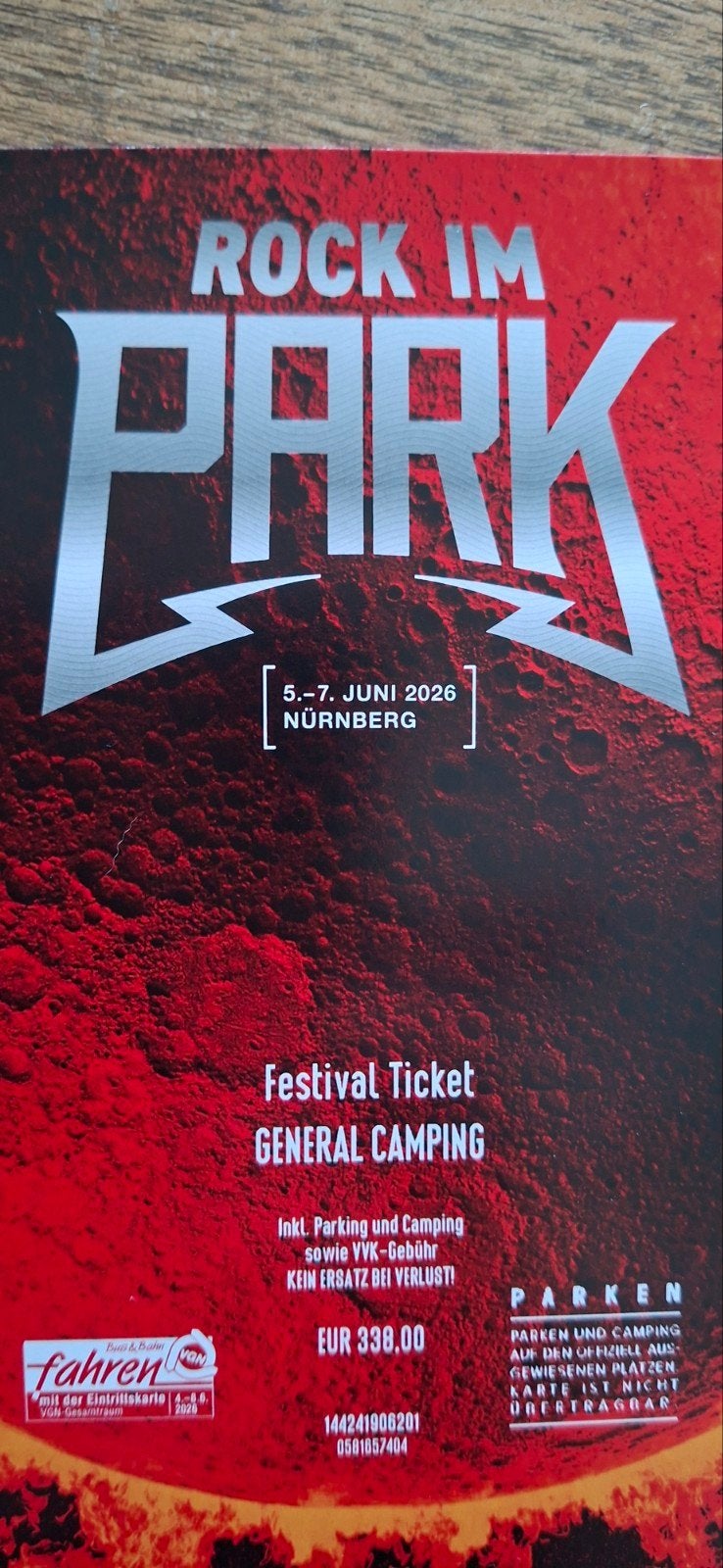 2 !kaarten voor Rock im Park festival 5/6/7juni in Nürnberg, Tickets en Kaartjes, Twee personen, Juni, Hard Rock of Metal