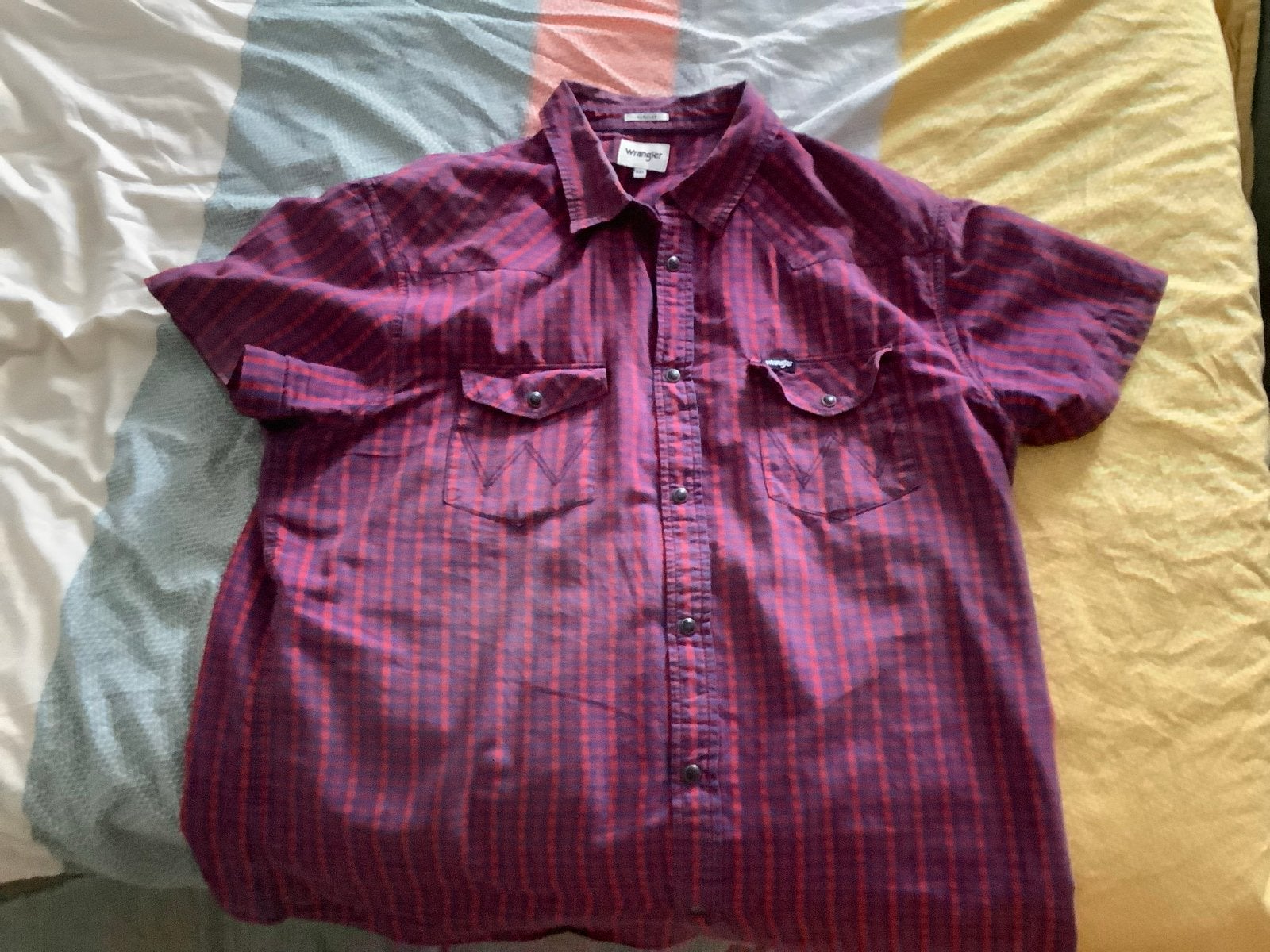 Wrangler geruit overhemd - valt als XL, Ophalen of Verzenden, Gedragen, Rood, Halswijdte 43/44 (XL)