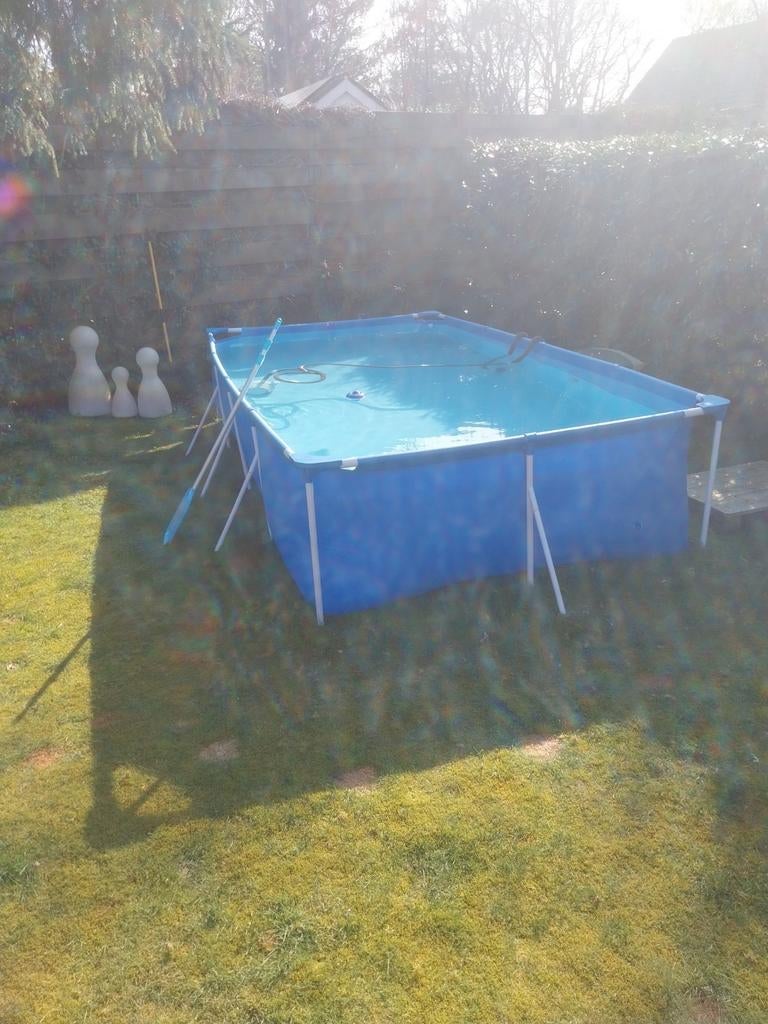 Rechthoekig opzet zwembad met pomp en filter installatie, Tuin en Terras, Zwembaden, Ophalen, Opzetzwembad, Rechthoekig, Minder dan 80 cm