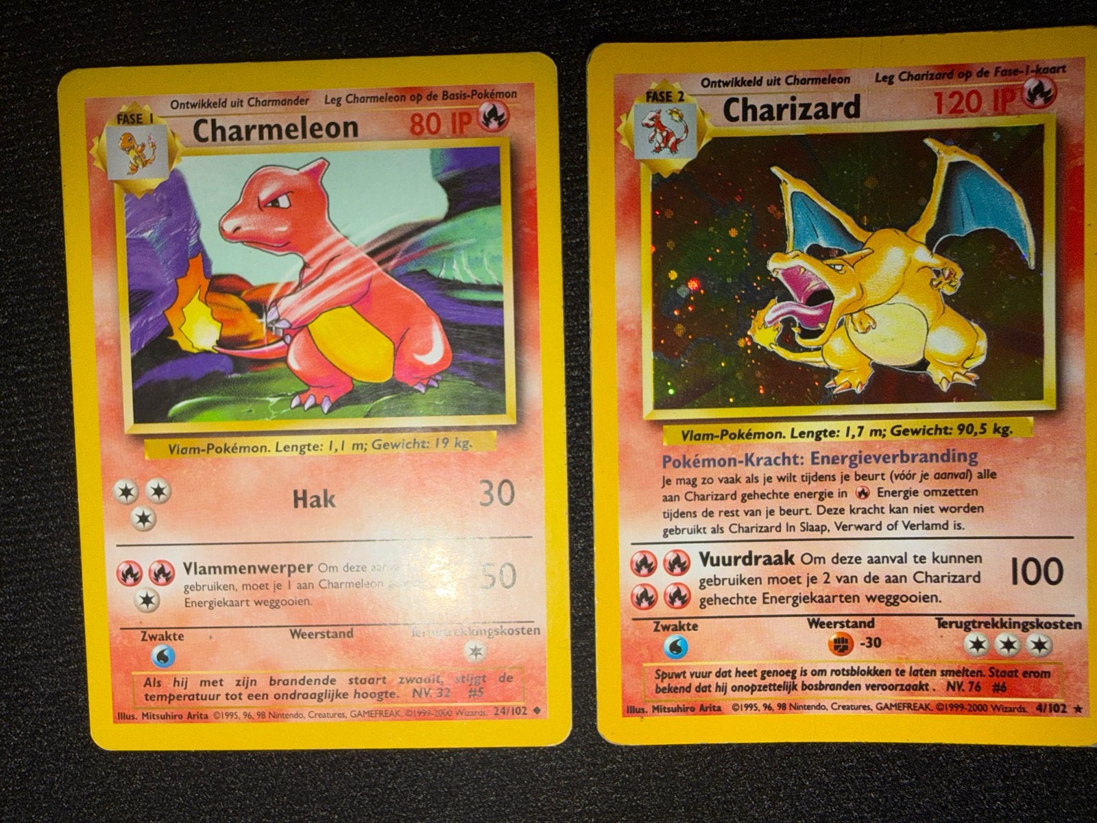 Charizard & Charmeleon Base Set Pokémon kaarten (NL), Hobby en Vrije tijd, Verzamelkaartspellen | Pokémon, Gebruikt, Meerdere kaarten