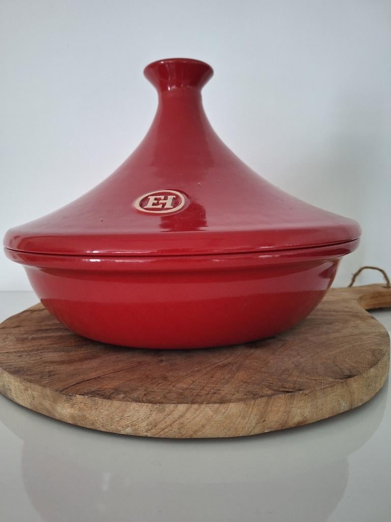 Rode Tajine van aardewerk - Zo goed als nieuw, Ophalen, Overige typen, Zo goed als nieuw, Steen/keramiek