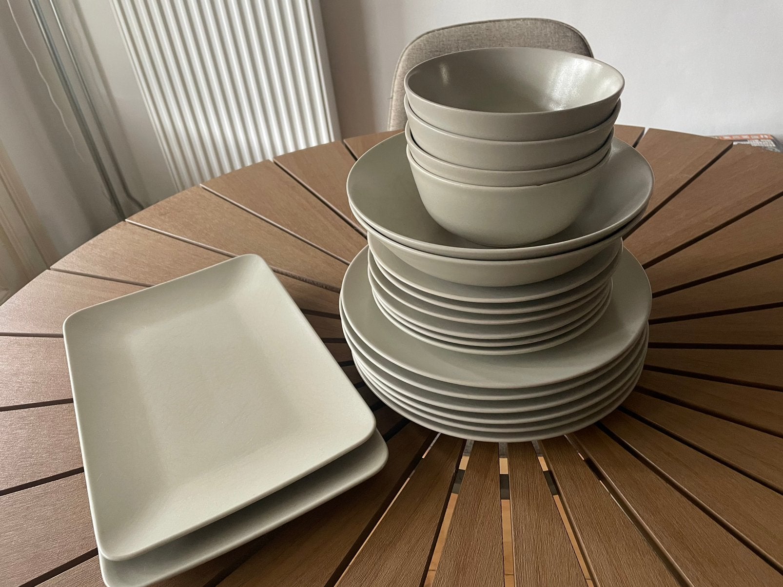 20-delig IKEA FÄRGKLAR servies set in mat lichtbeige, Ophalen, Gebruikt, Keramiek, IKEA