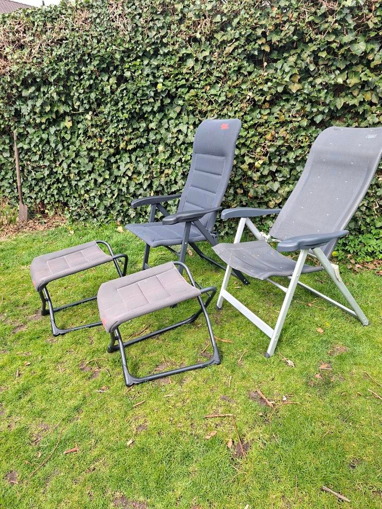 Crespo standenstoelen met voetenbankjes, Caravans en Kamperen, Kampeermeubelen, Ophalen, Zo goed als nieuw, Campingstoel