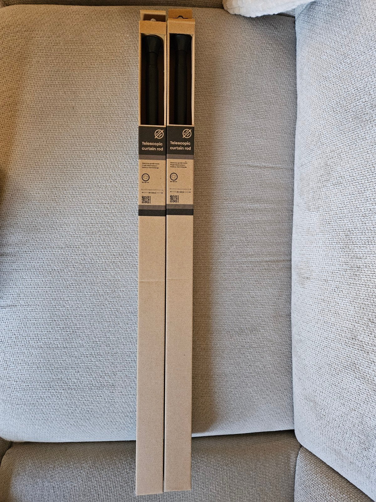 Telescopische gordijnroede 80-125 cm, 19-22 mm, Huis en Inrichting, Ophalen, Inclusief montageonderdelen, Overige merken, Zwart