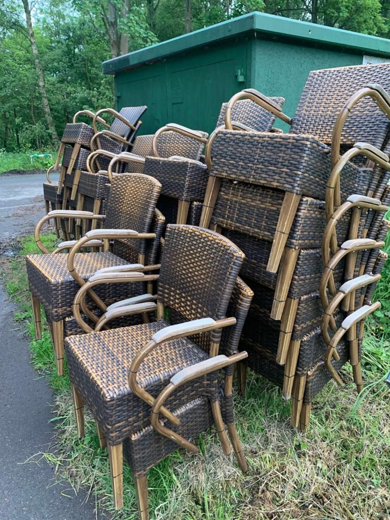 Bistro stoelen - Set van meerdere stoelen, Bistro, Gebruikt, Bruin, Ophalen of Verzenden