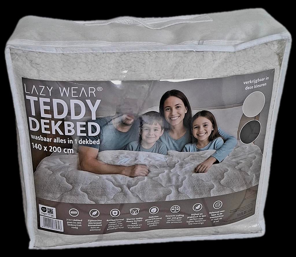 NIEUW TEDDY DEKBED LAZY WEAR 140X200CM., Ophalen, Eenpersoons, Beige, Nieuw