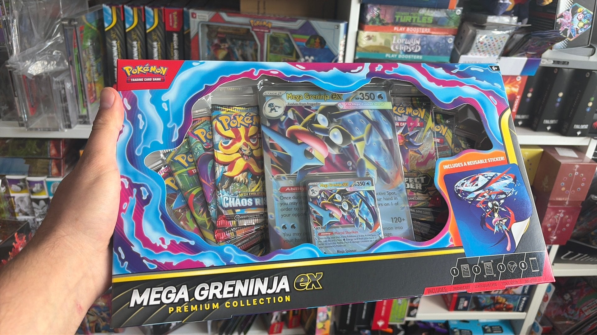 Pokemon: Mega Greninja ex Premium Collection, Ophalen of Verzenden, Zo goed als nieuw, Foil