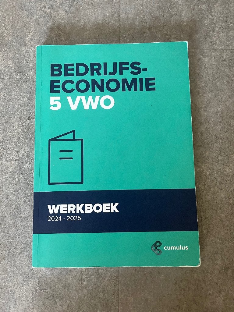 Cumulus - Bedrijfseconomie - 5 VWO - Werkboek 2024-2025, Boeken, Schoolboeken, VWO, Cumulus, Ophalen of Verzenden, Zo goed als nieuw