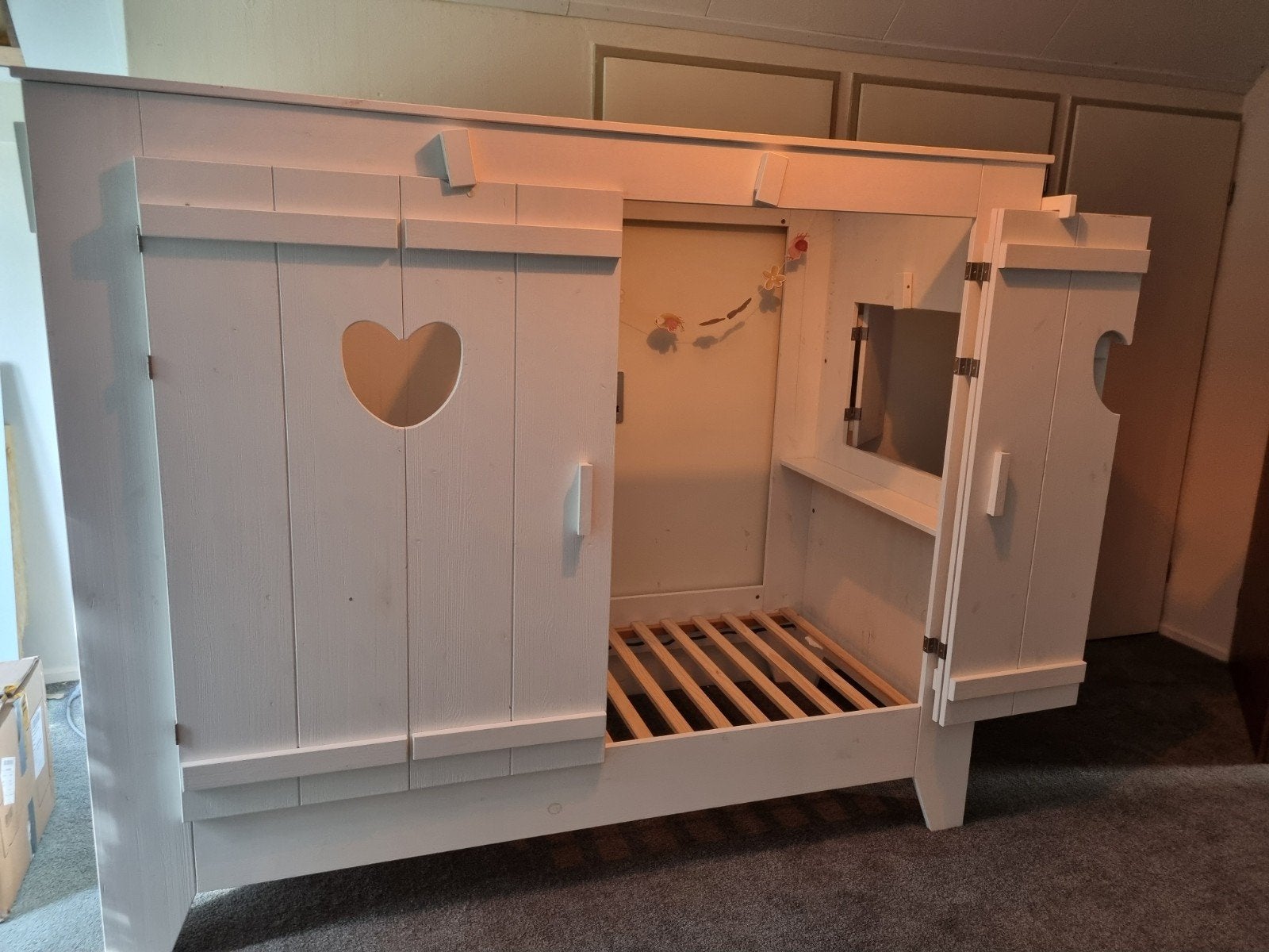 Lief bedstee, Ophalen, 90 cm, Eenpersoons, Wit