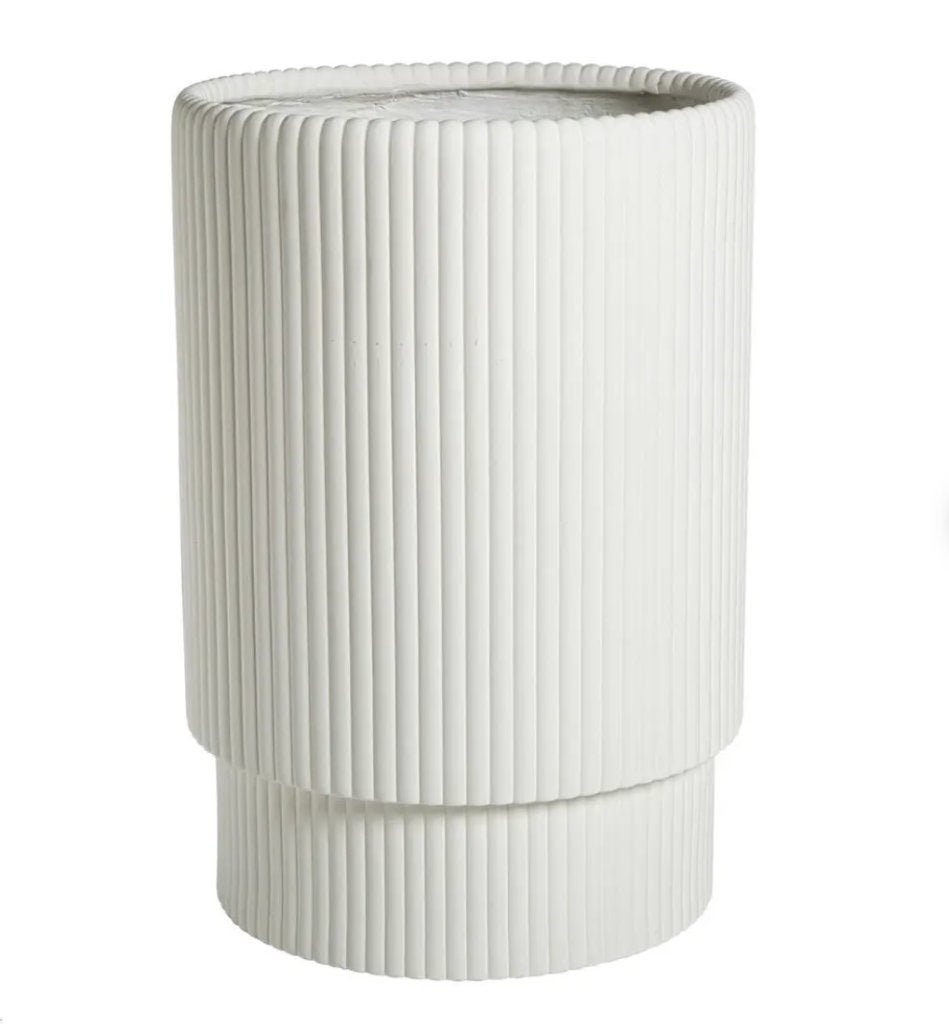 Beige bloempot groot 34 cm (Vianne, modern, japandi), Kunststof, Rond, Nieuw, Minder dan 40 cm