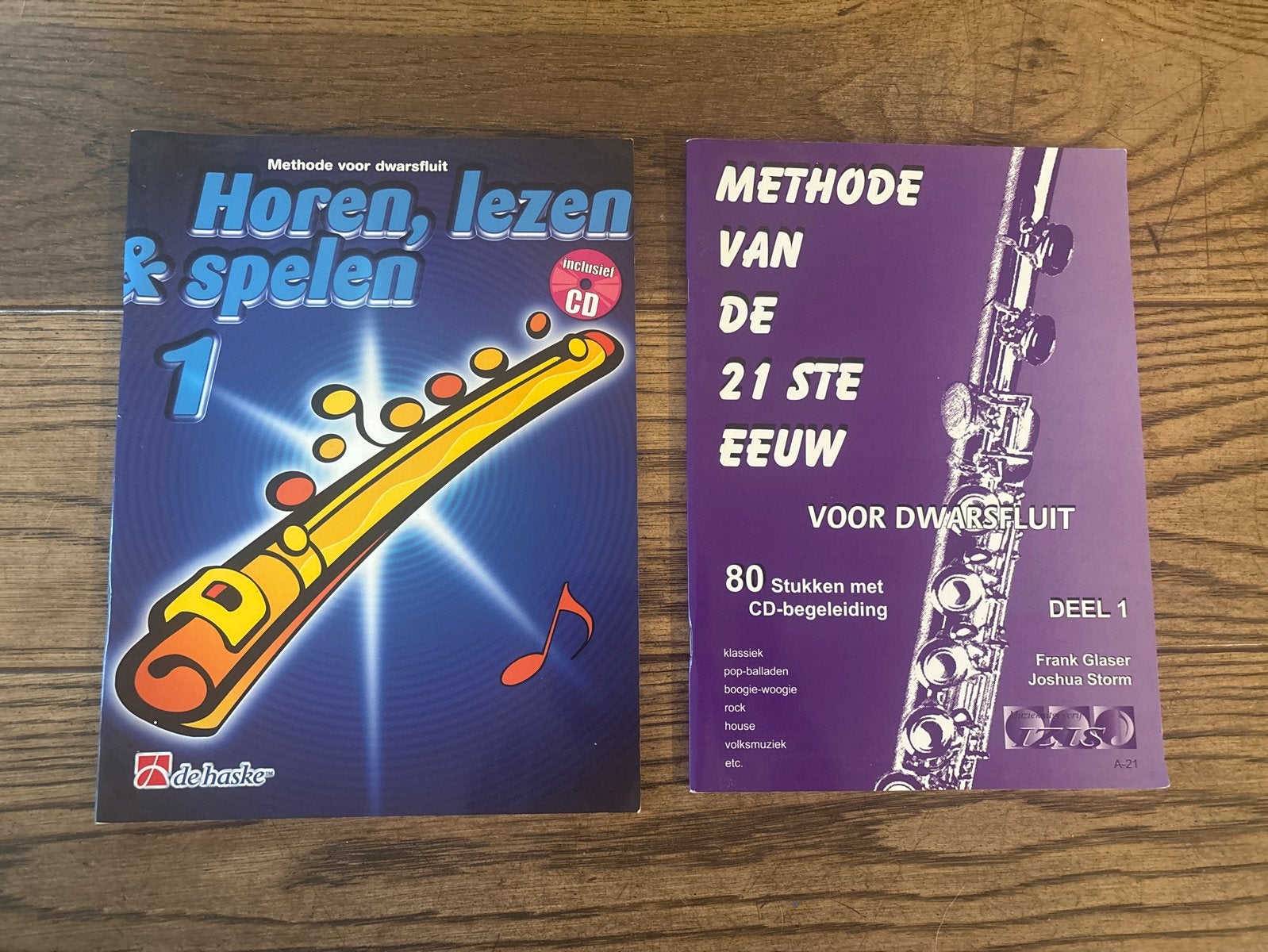 2 Dwarsfluit lesboeken met CD's - Horen, lezen & spelen, Ophalen of Verzenden, Zo goed als nieuw, Les of Cursus, Dwarsfluit of Piccolo