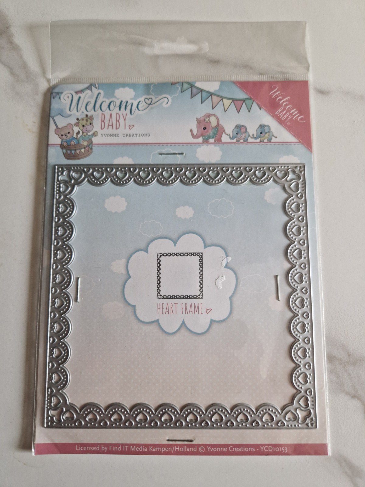 Yvonne Creations Snijmal Welcome Baby Heart Frame, Hobby en Vrije tijd, Ophalen of Verzenden, Nieuw